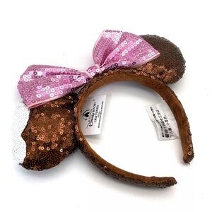 Disney Parks Chocolate Mickey Mouse Ice Cream Bar Bow Sequin Ears Headband NWT